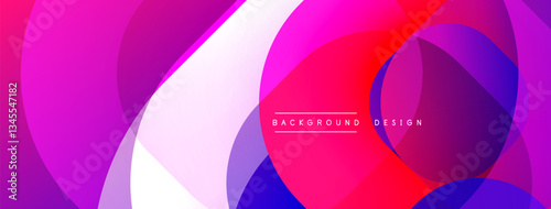 Circular abstract design with overlapping translucent circles and round shapes, blending gradients and smooth curves, creating depth, contrast, and a dynamic visual effect