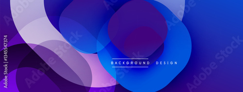 Circular abstract design with overlapping translucent circles and round shapes, blending gradients and smooth curves, creating depth, contrast, and a dynamic visual effect