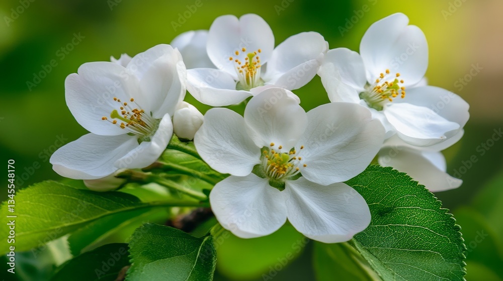 Obraz premium Cherry blossoms in full bloom, delicate petals in soft light, symbolizing renewal and harmony of spring.