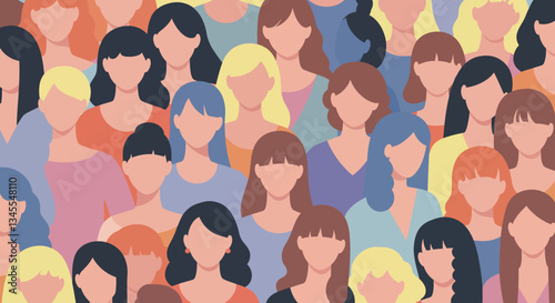 Diverse group of women in flat design style vector art
