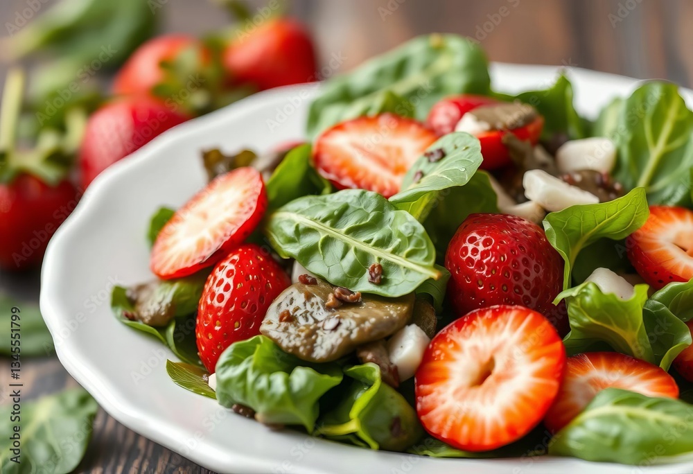 Vibrant spinach and strawberry salad, healthy and delicious, superfood salad, strawberries
