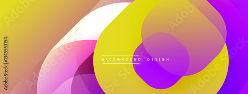Circular abstract design with overlapping translucent circles and round shapes, blending gradients and smooth curves, creating depth, contrast, and a dynamic visual effect
