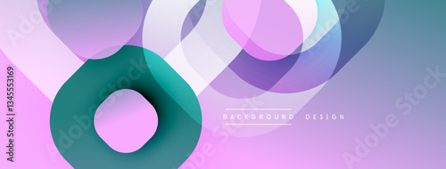 Circular abstract design with overlapping translucent circles and round shapes, blending gradients and smooth curves, creating depth, contrast, and a dynamic visual effect