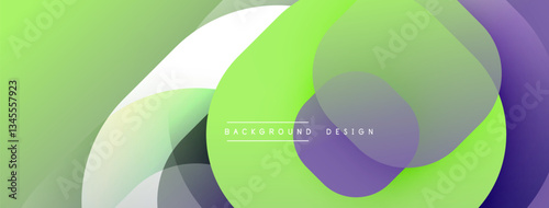 Circular abstract design with overlapping translucent circles and round shapes, blending gradients and smooth curves, creating depth, contrast, and a dynamic visual effect