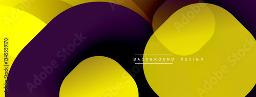 Circular abstract design with overlapping translucent circles and round shapes, blending gradients and smooth curves, creating depth, contrast, and a dynamic visual effect