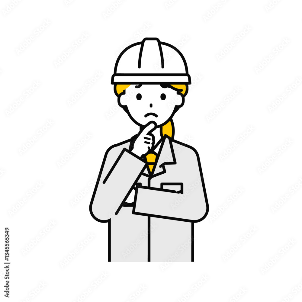 上半身のポーズ_シンプルな作業員の女性13