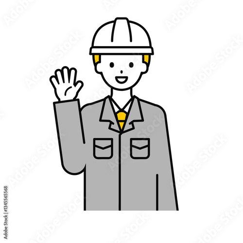 上半身のポーズ_シンプルな作業員の男性02