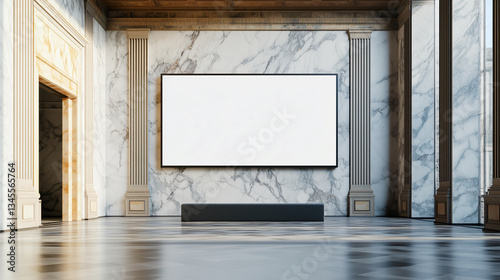Horizontal blank billboard, mock up, frame for painting. Elegant interior design