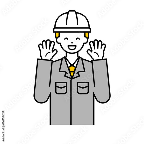 上半身のポーズ_シンプルな作業員の男性09