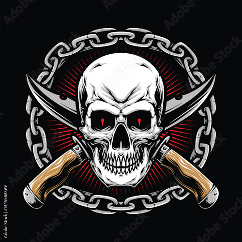 skull and dagger with chain logo