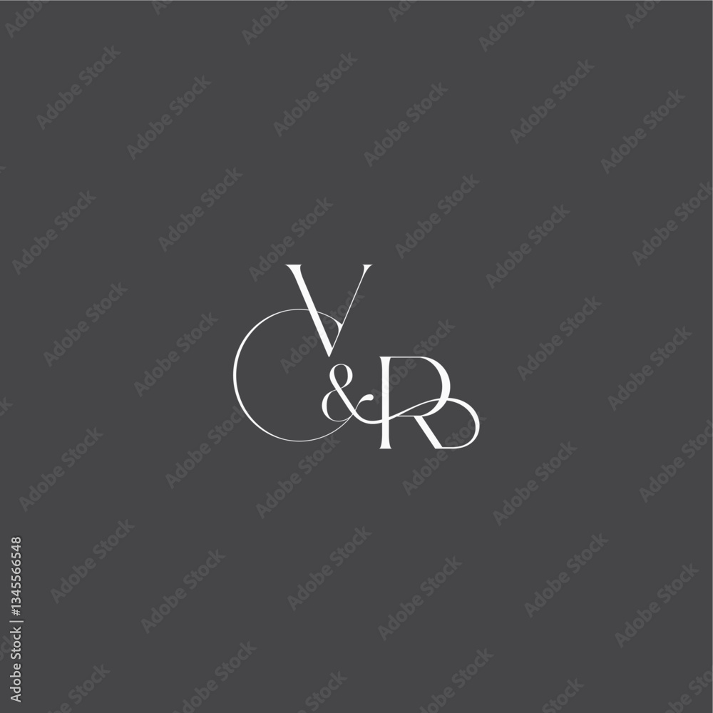 initial with line VR monogram wedding logo concept letter luxury curvy style initial with line VR monogram wedding logo concept letter luxury curvy style
