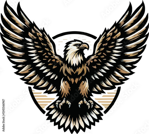eagle vector ilustration on transparant background.Hand Drawn Illustration of Pierce American Eagle .png
