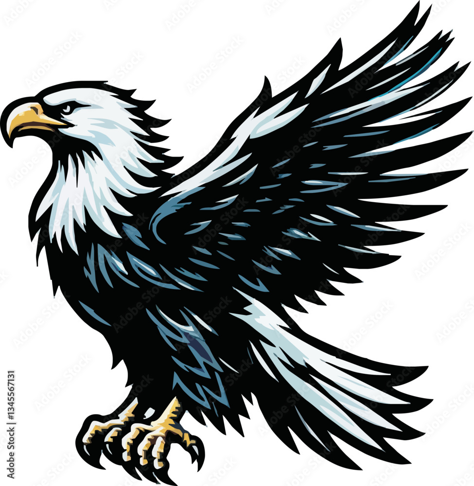 Fototapeta premium eagle vector ilustration on transparant background.Hand Drawn Illustration of Pierce American Eagle .png