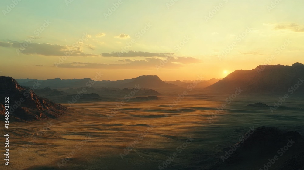 Sunset over desert landscape natural wonder aerial view vast terrain tranquil atmosphere for nature enthusiasts Sunset over desert landscape natural wonder aerial view vast terrain tranquil atmosphere for nature enthusiasts