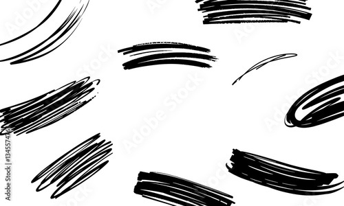 Hand drawn doodle sketch featuring various brush strokes and lines in monochromatic style, creating dynamic and artistic background. This design evokes creativity and spontaneity