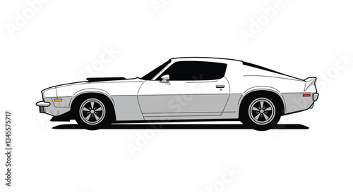 Classic white sports car in profile view showcasing sleek design and shiny wheels