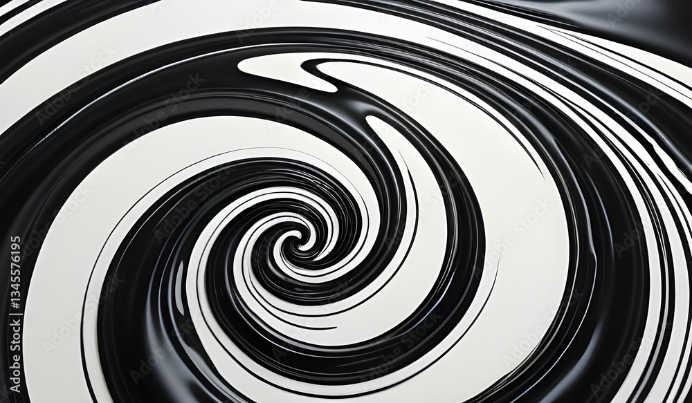 Obraz premium A black and white spiral twirl creates an illusion of a 3D vortex