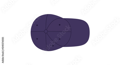 Top view of a purple baseball cap with stitched details and curved brim