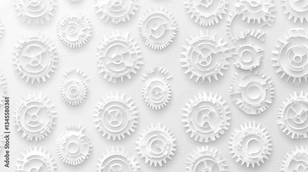 Abstract white gears pattern background, industrial design, mechanical elements, graphic design, digital art Abstract white gears pattern background, industrial design, mechanical elements, graphic design, digital art