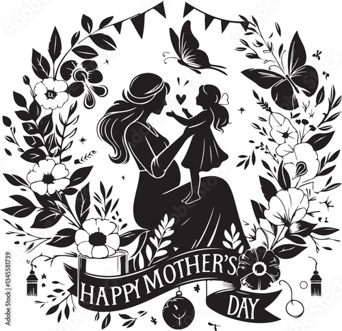 Happy Mother’s Day celebration with a family gathering, children giving gifts, and a joyful mother receiving love and appreciation