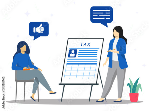 A business woman explaining about tax declaration and tax account to client. 