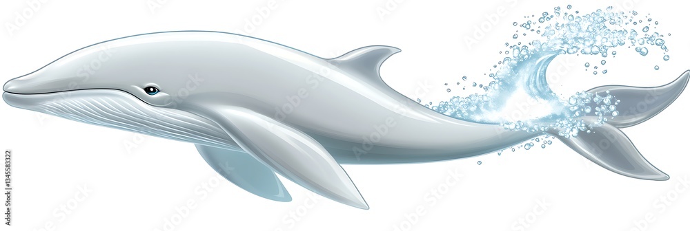 Fototapeta premium Dolphin leaping in white water; illustration for use in oceanographic design