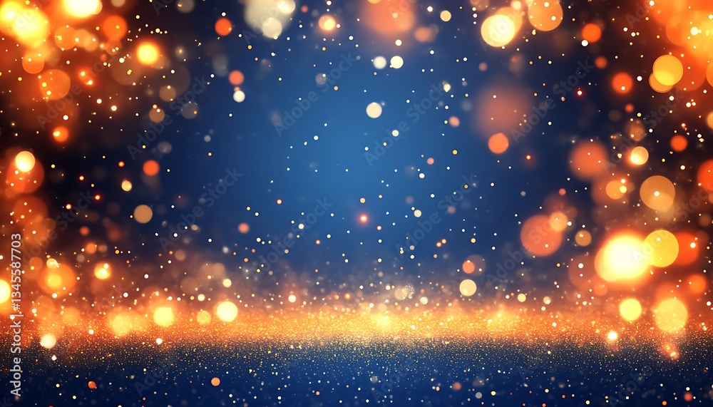 Obraz premium Golden Sparkles on Blue Background.