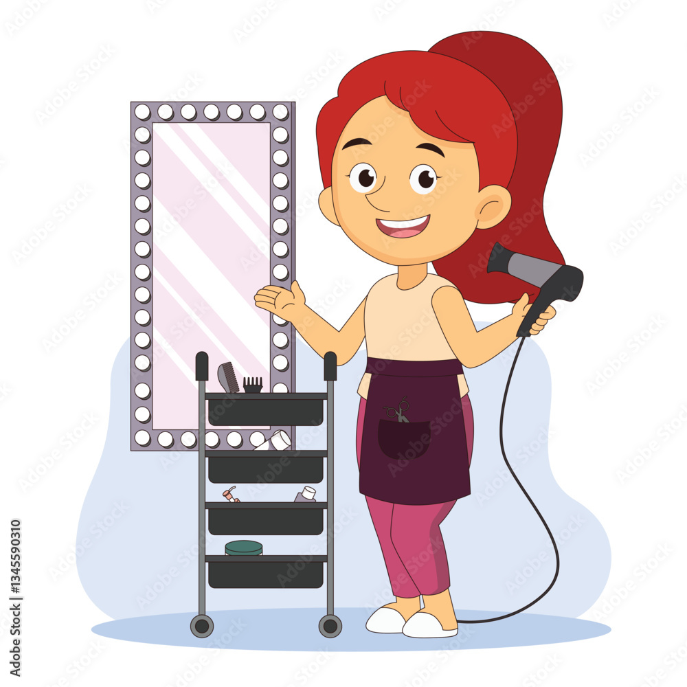 Hairdresser and woman beauty salon