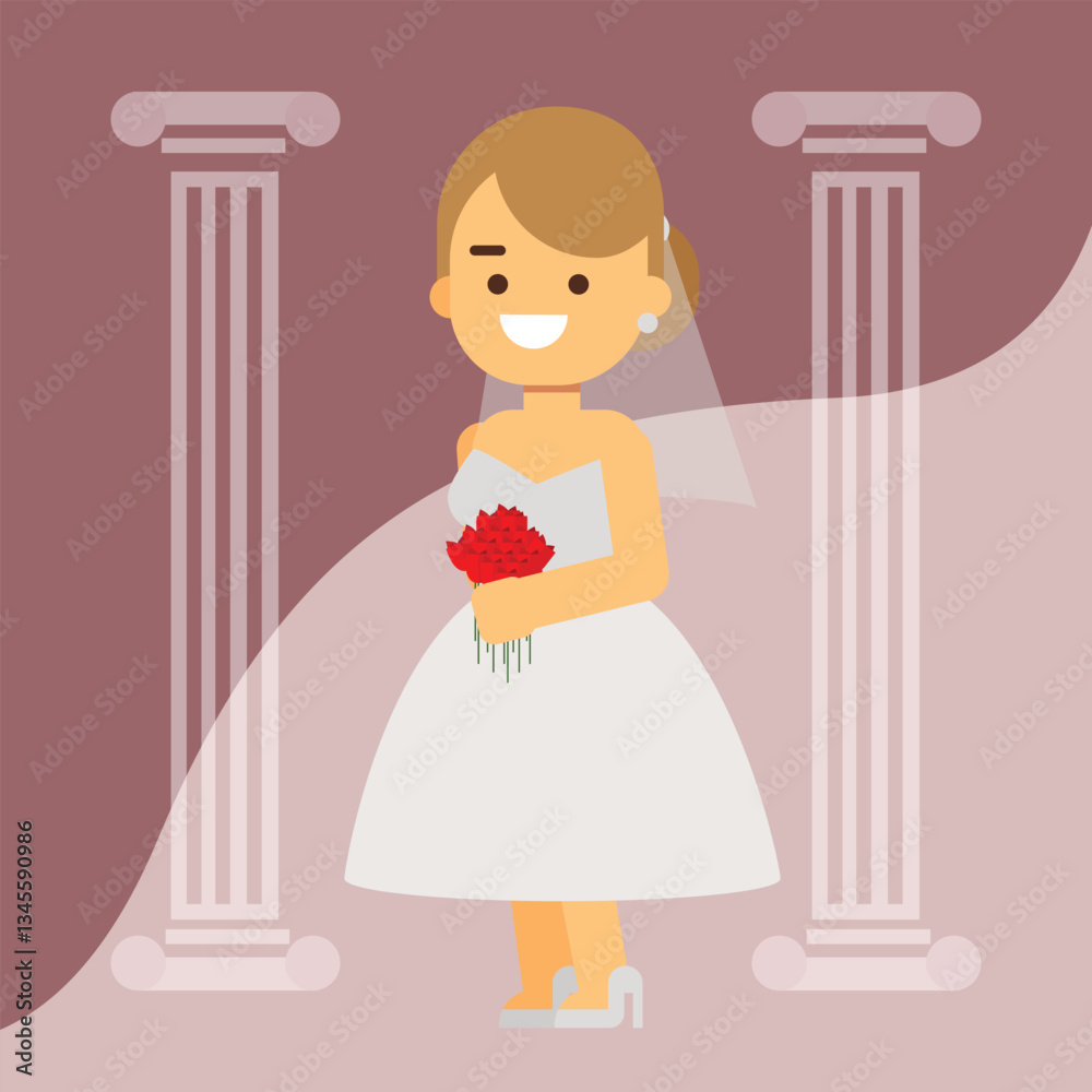 Young bride model in wedding dress