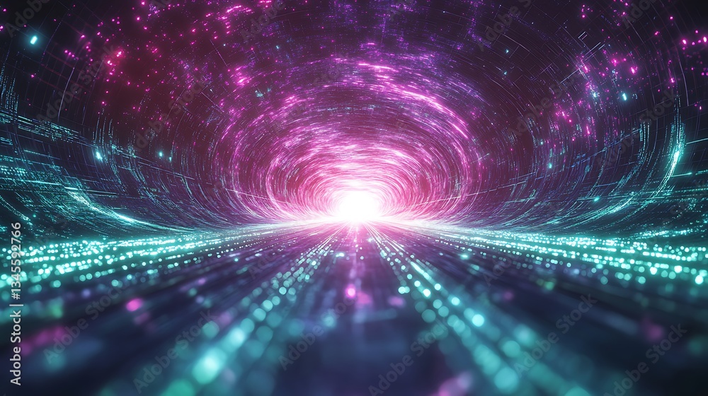 A glowing quantum processor at the center of an intricate circuit grid, pulsating waves of neon green and magenta energy, radiant light trails flowing dynamically through interconnected pathways, A glowing quantum processor at the center of an intricate circuit grid, pulsating waves of neon green and magenta energy, radiant light trails flowing dynamically through interconnected pathways,