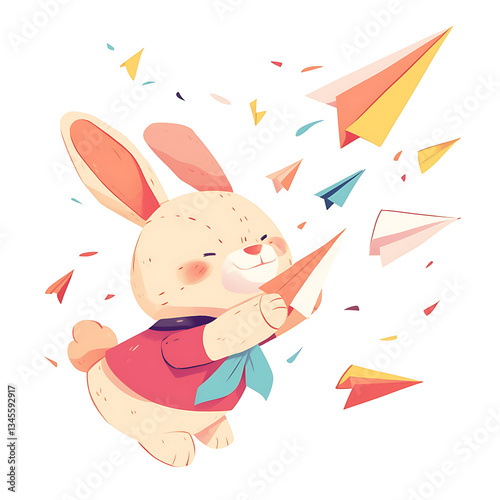 Adorable and Playful Rabbit Engaged in Various Activities, Minimalist and Logo-Style Designs illustrator.