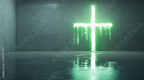Glowing Cross in Minimalist...