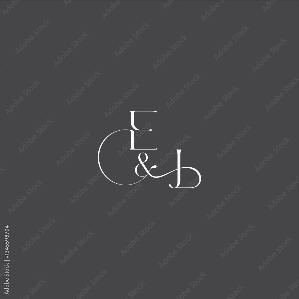 luxury curvy style EJ initial with line monogram wedding logo concept letter luxury curvy style EJ initial with line monogram wedding logo concept letter