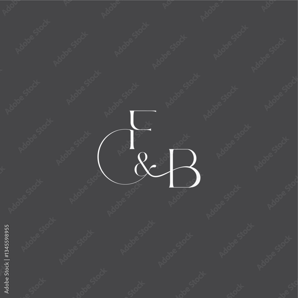 luxury curvy style FB initial with line monogram wedding logo concept letter luxury curvy style FB initial with line monogram wedding logo concept letter