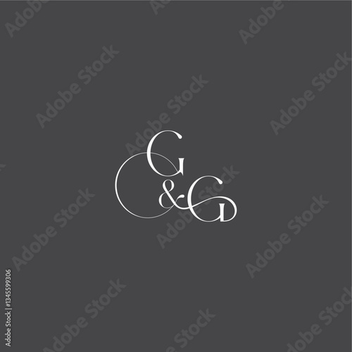 luxury curvy style monogram wedding logo concept letter initial with line GG