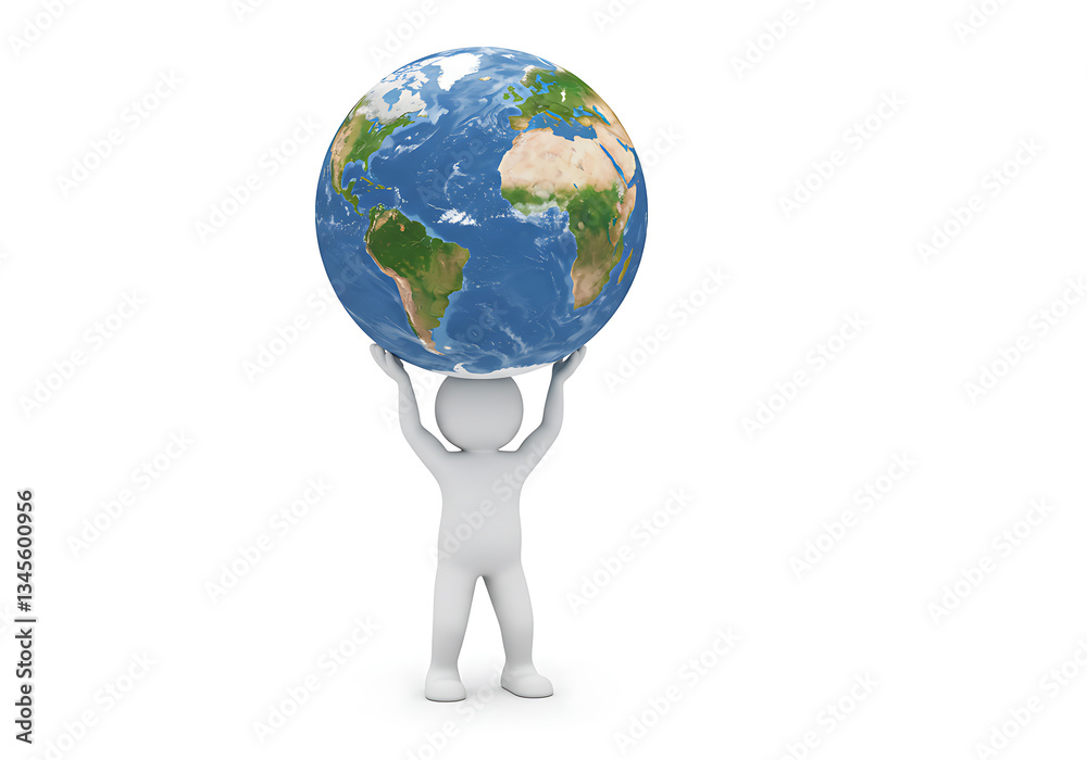 A 3D Figure Supporting the Weight of the World: A Powerful Visual Representation of Global Responsibility and Environmental Protection A 3D Figure Supporting the Weight of the World: A Powerful Visual Representation of Global Responsibility and Environmental Protection