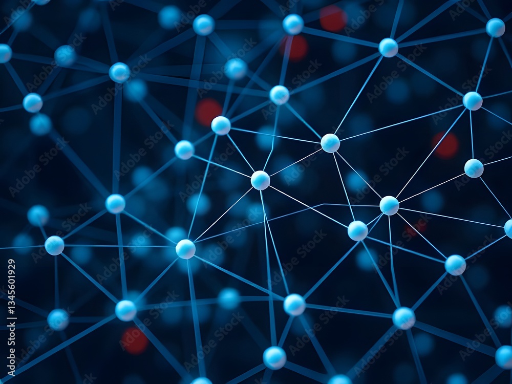 Abstract Network Connection - Blue Spheres with Lines - Technology, Digital, Communication, Science, Data Abstract Network Connection - Blue Spheres with Lines - Technology, Digital, Communication, Science, Data
