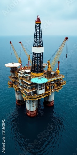 Wallpaper Mural Offshore oil rig in the ocean, featuring a tall metal structure with cranes and platforms Torontodigital.ca