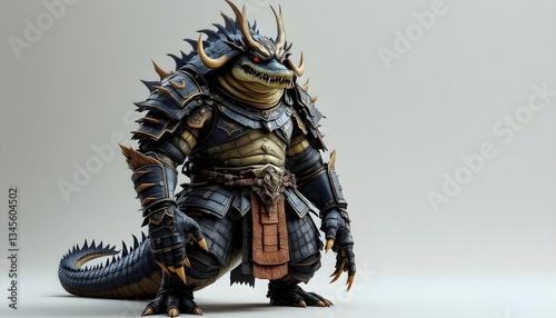 Powerful Crocodile Samurai 3d Model Render