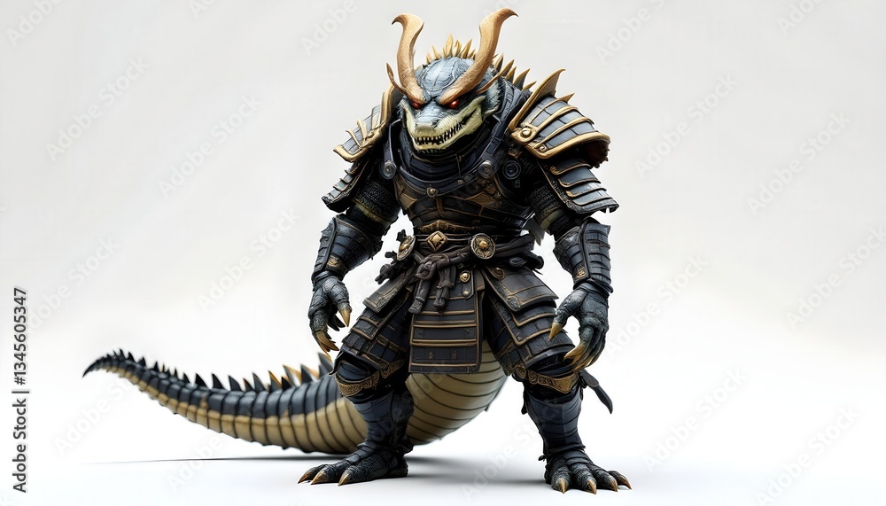 Crocodile Samurai Figure 3d Render Dark Fantasy Collectible
