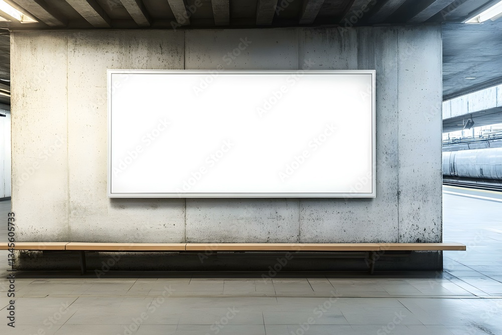 Naklejka premium Blank White Billboard Mockup in a Modern Waiting Area Design