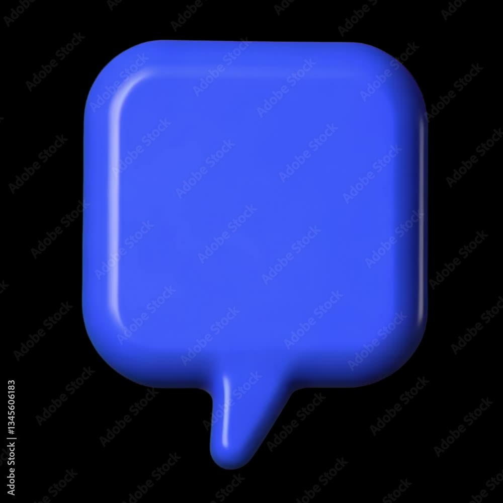 Blue 3D speech bubble icon animation isolated asset, transparent 4K video, alpha channel, ProRes 4444 Blue 3D speech bubble icon animation isolated asset, transparent 4K video, alpha channel, ProRes 4444