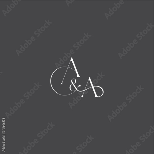 monogram wedding logo concept initial with line AA luxury curvy style letter