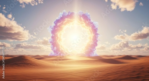 Desert Portal Sunrise Fantasy Art Digital Painting