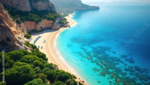 Stunning Secluded Beach Turquoise Water Cove Aerial View