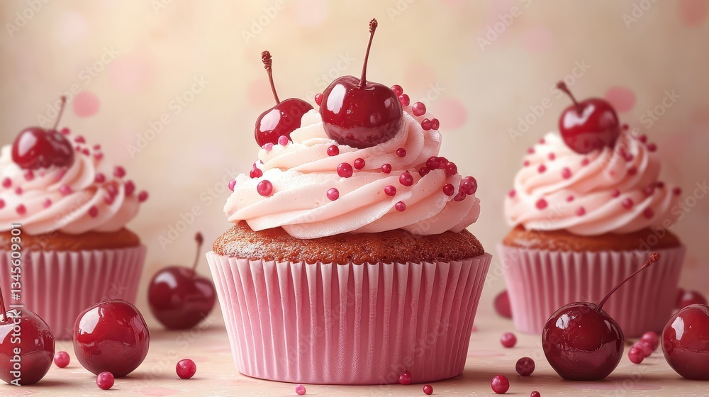 tasty cherry cupcake isolated,cartoon illustration style tasty cherry cupcake isolated,cartoon illustration style