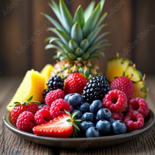 A colorful medley of fresh berries and pineapple