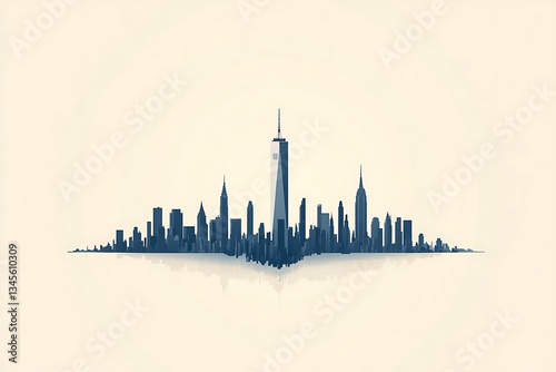 NYC Skyline: Minimalist Cityscape Illustration.