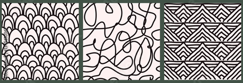 Set of Seamless hand drawn texture design for background, business card, web design. Doodle paper patterns. Hand drawn checkered patterns. Vector illustration