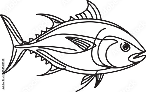 Minimalist Tuna Fish Line Drawing for Art Lovers